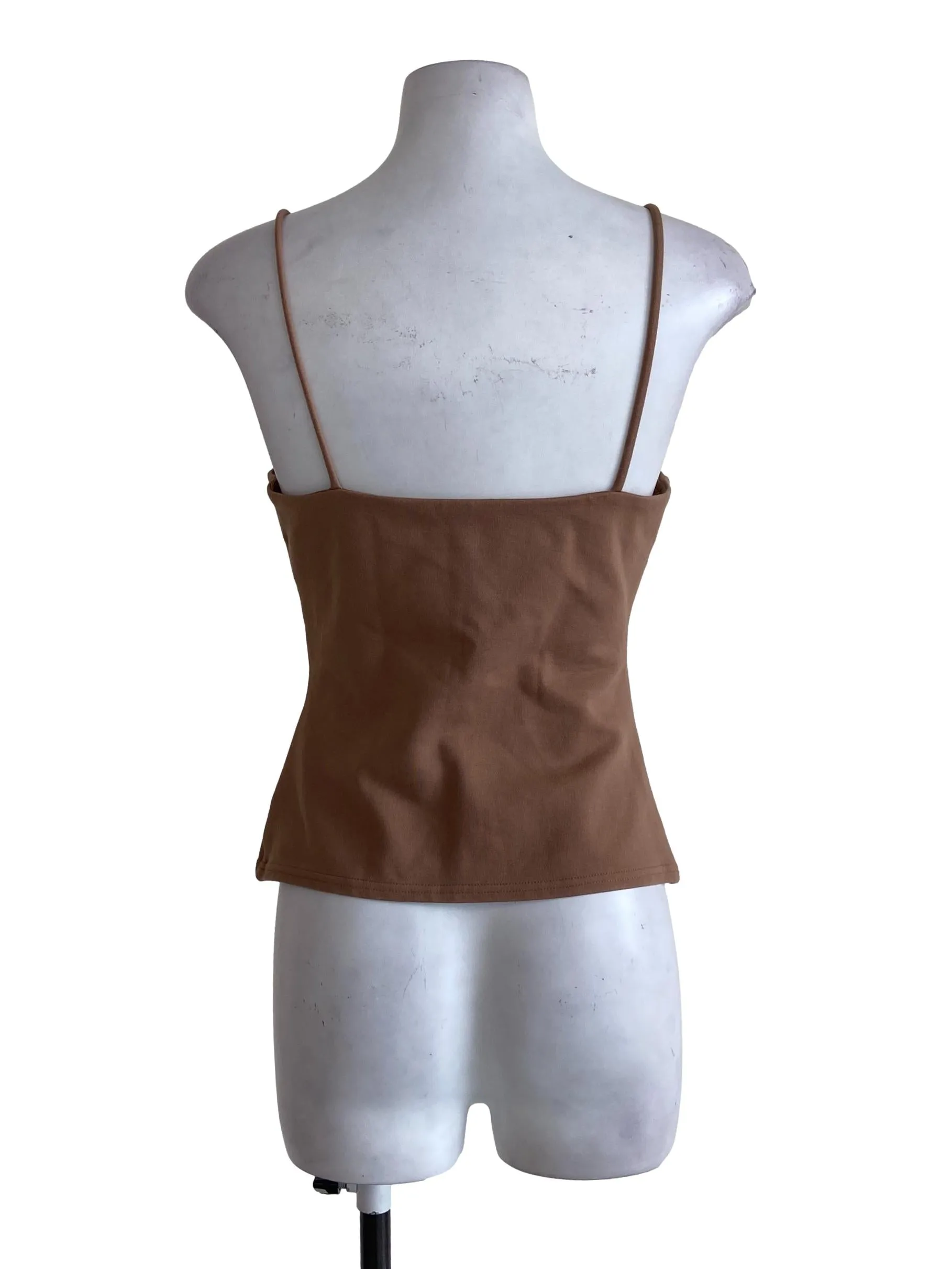 Tortilla Brown Tube Top With Spaghetti Strap