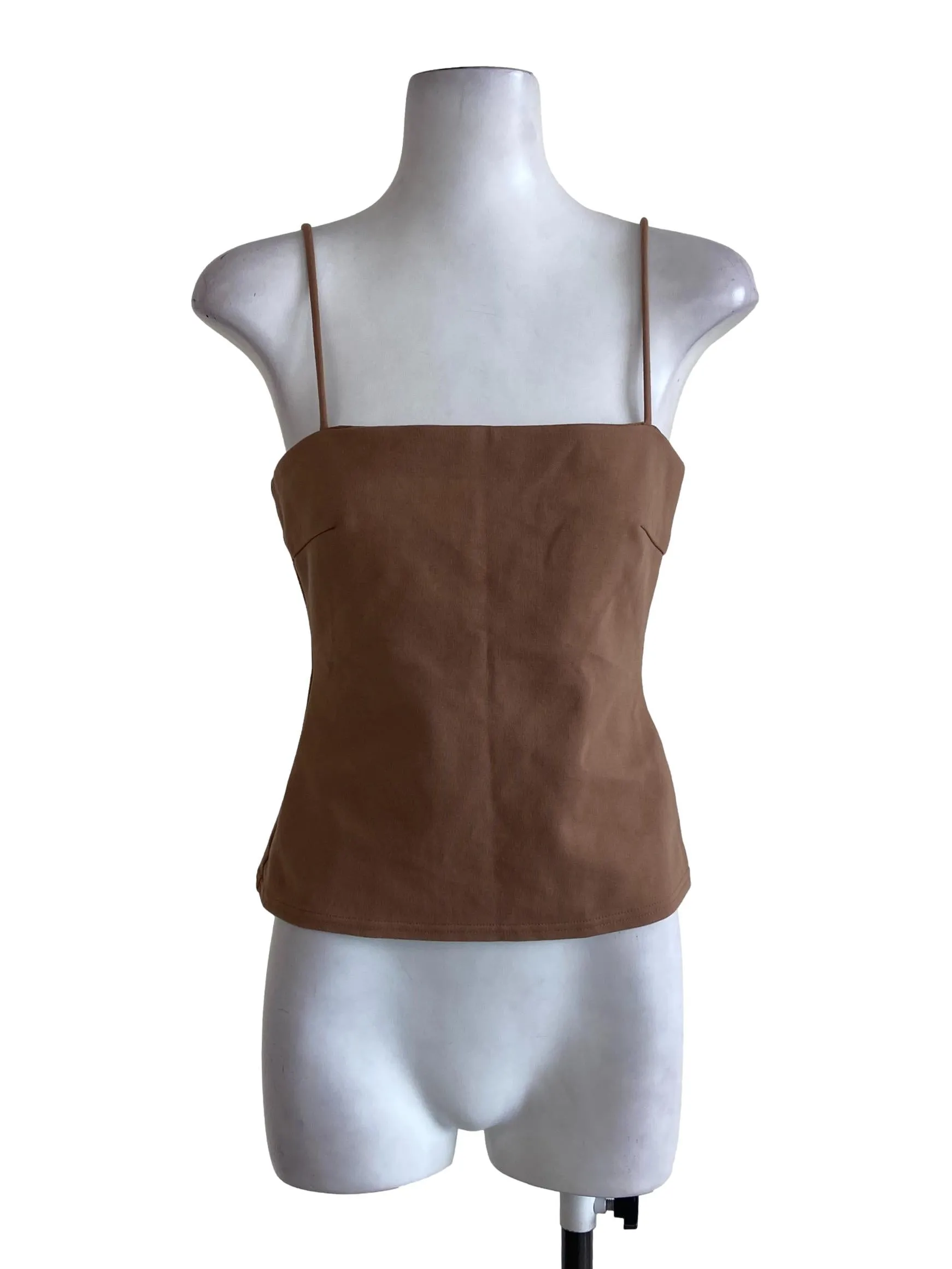 Tortilla Brown Tube Top With Spaghetti Strap
