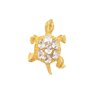 Tortoise Crystal Gold Brooch