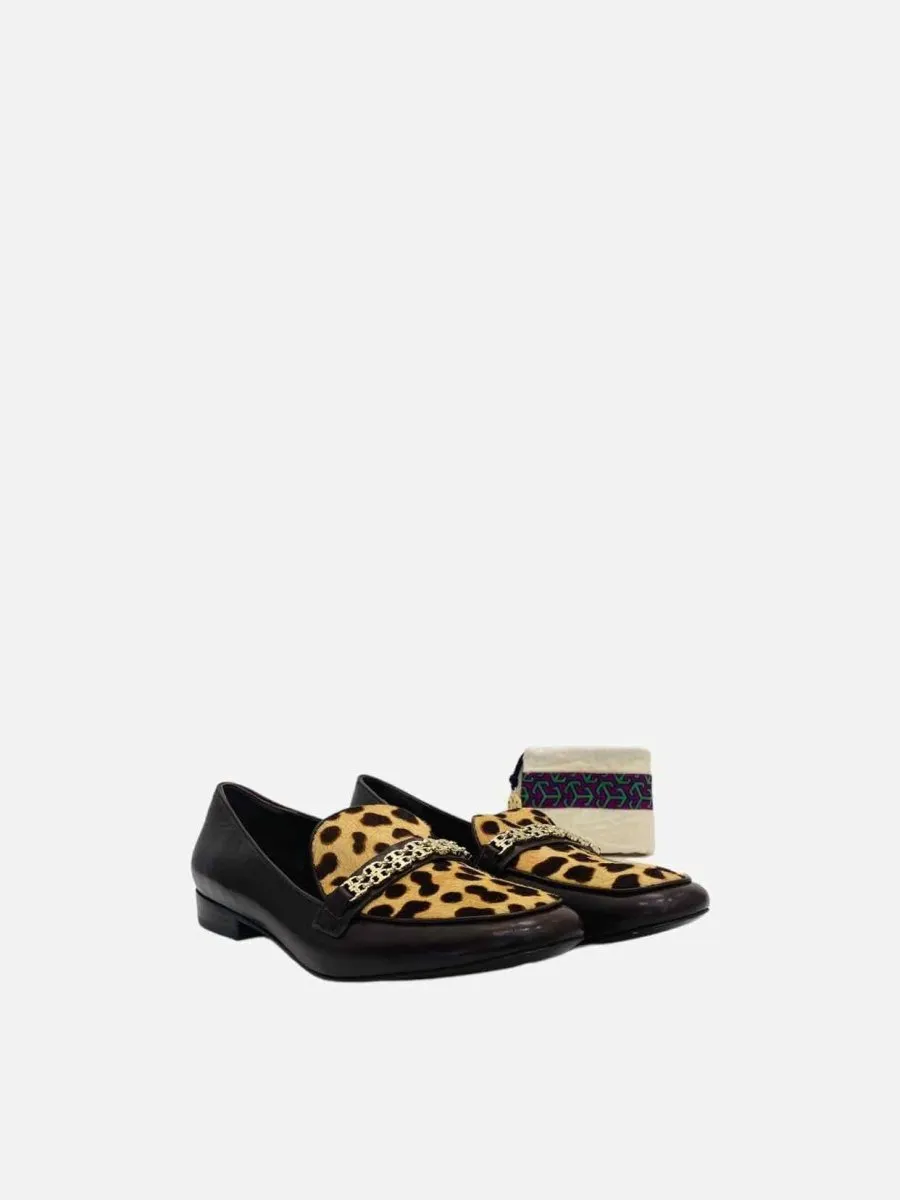 TORY BURCH Billy Brown & Beige Smoking Slippers 41