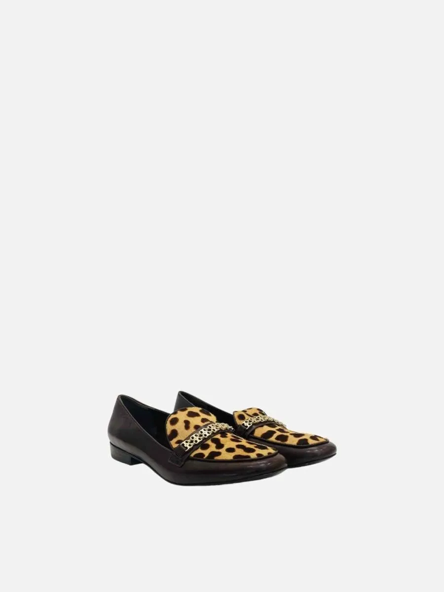 TORY BURCH Billy Brown & Beige Smoking Slippers 41