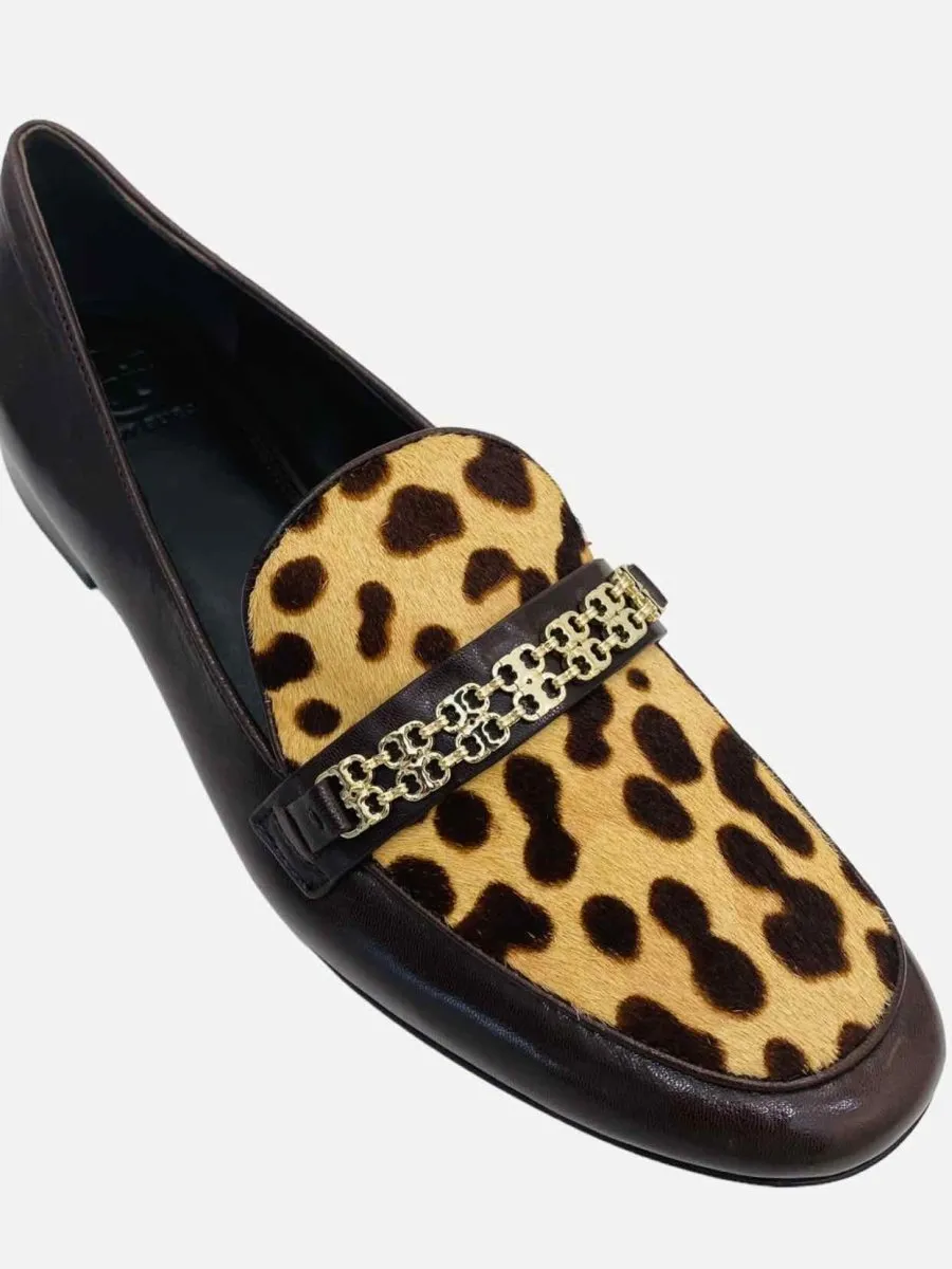 TORY BURCH Billy Brown & Beige Smoking Slippers 41