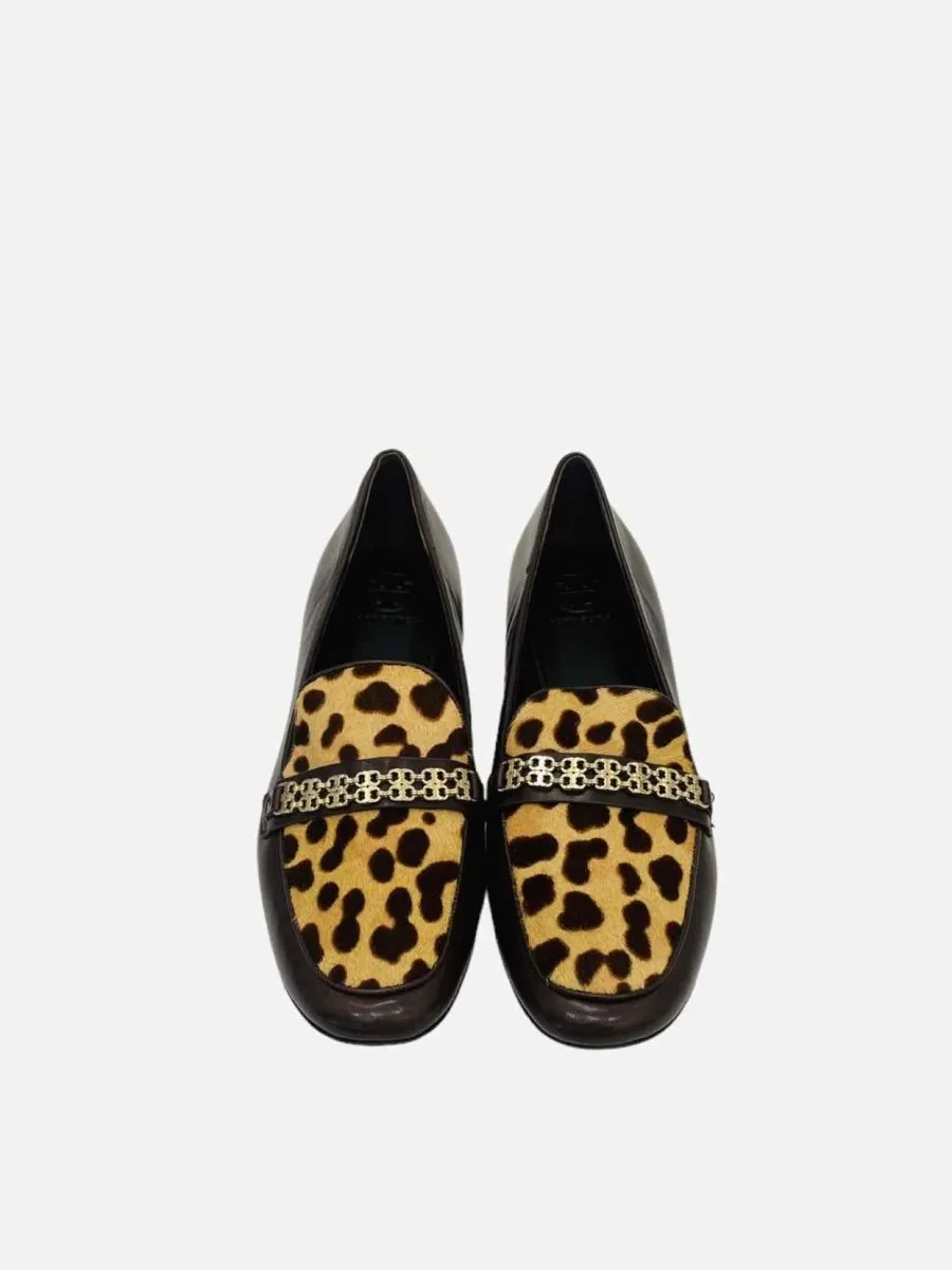 TORY BURCH Billy Brown & Beige Smoking Slippers 41