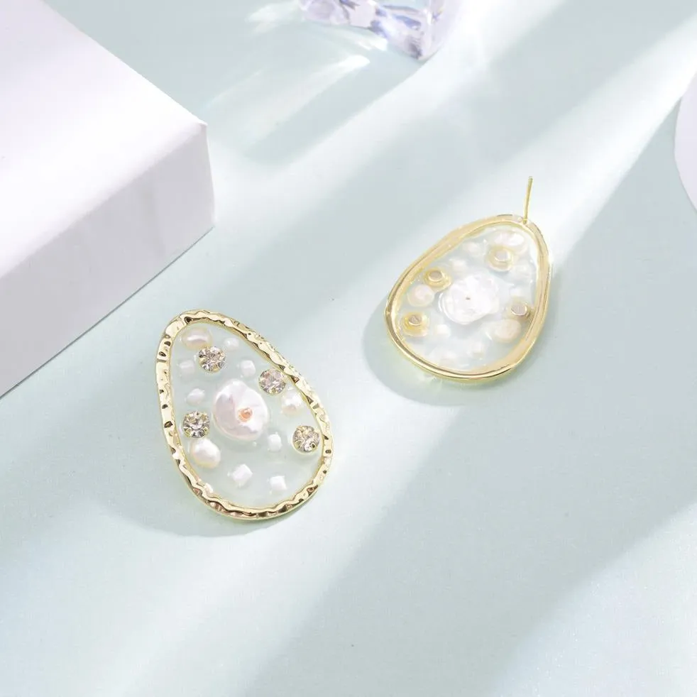 Translucent Pear Shaped Pearl Stud Earrings