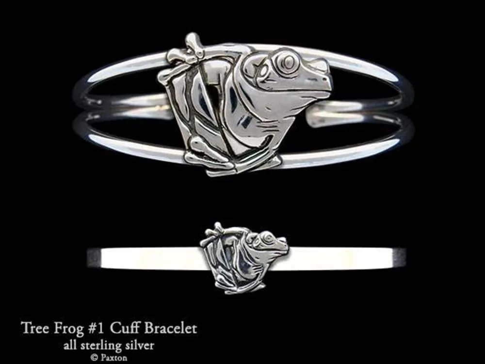 Tree Frog Cuff Bracelet Sterling Silver