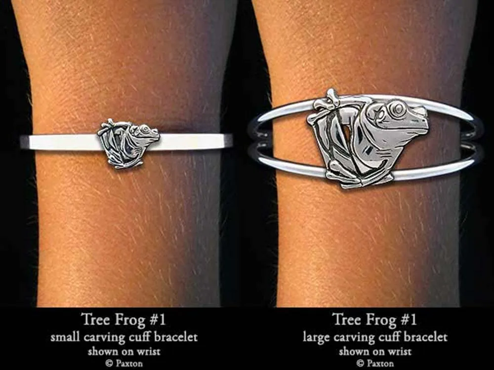 Tree Frog Cuff Bracelet Sterling Silver