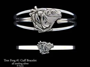 Tree Frog Cuff Bracelet Sterling Silver