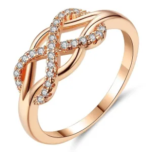 Trendy Infinity 10K Rose Gold Ring Women's Wedding Statement Jewelry