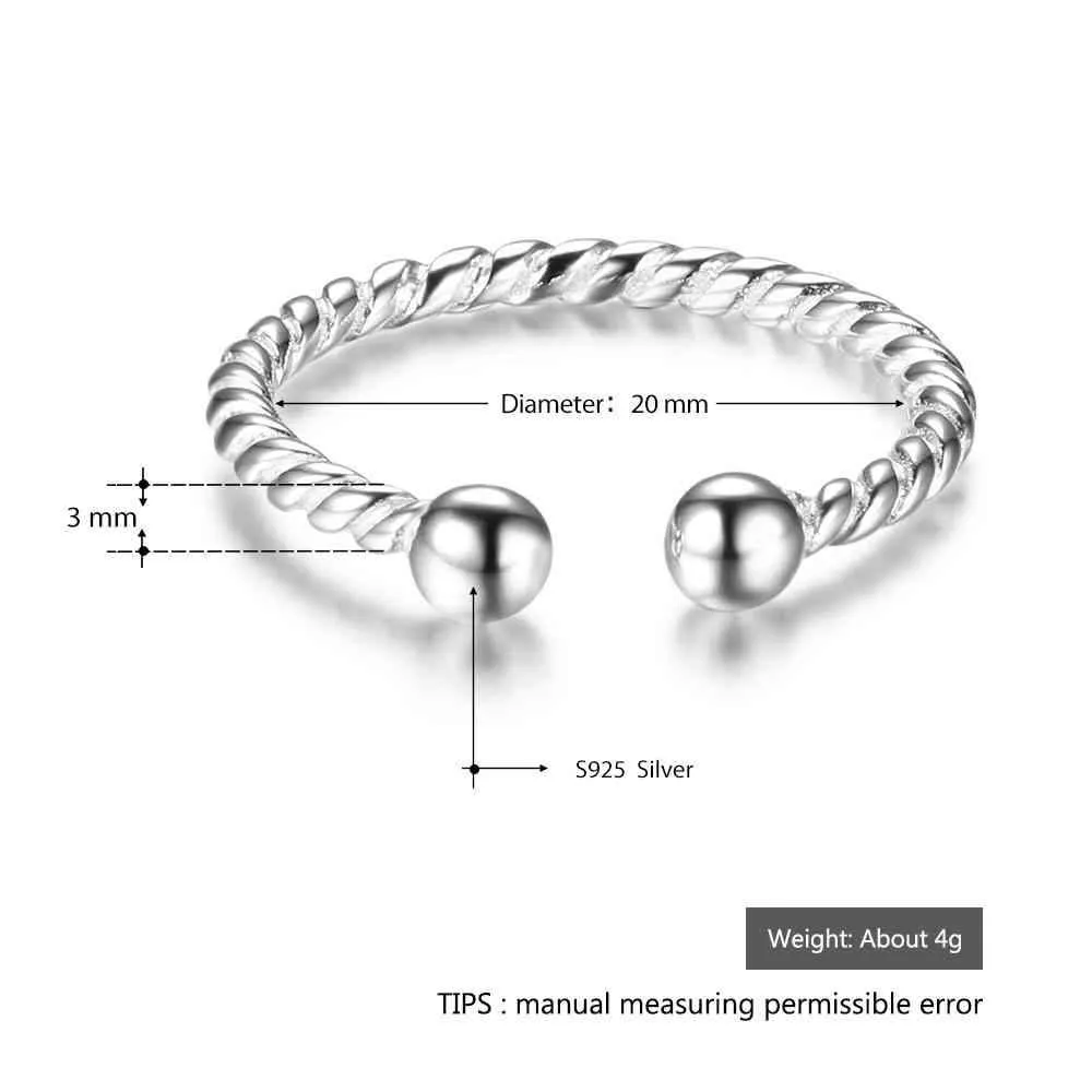 Trendy Real 925 Sterling Silver Open Adjustable Rope Rings for Women –Romantic Jewelry Gift