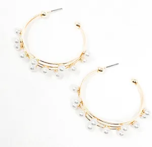 Triple Hoop Pearl Earrings