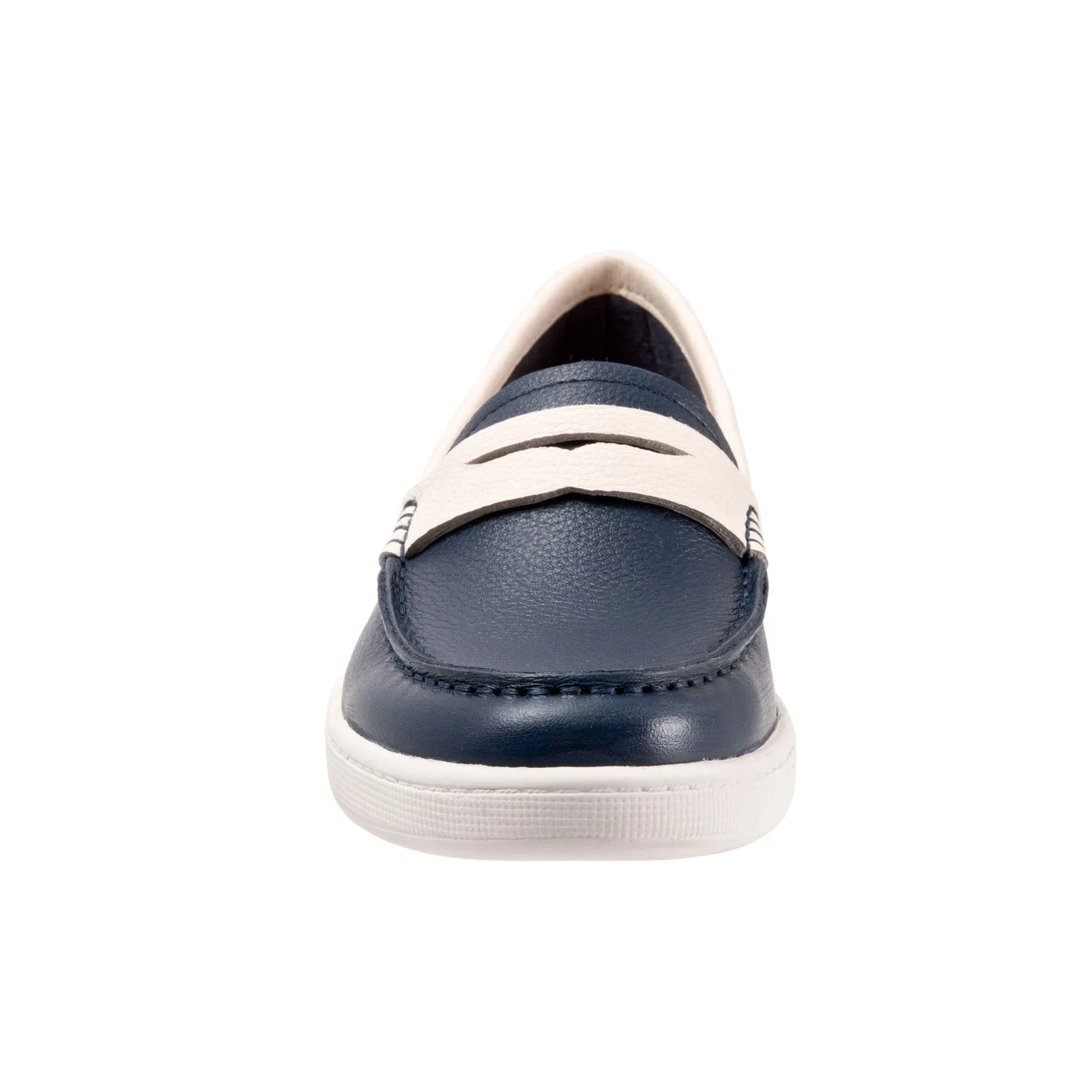 Trotters Dina T2000-464 Womens Blue Leather Slip On Loafer Flats Shoes