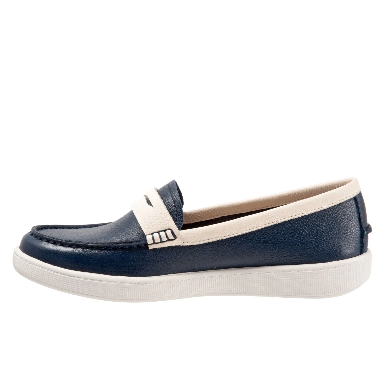 Trotters Dina T2000-464 Womens Blue Leather Slip On Loafer Flats Shoes