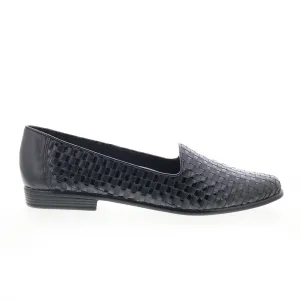 Trotters Liz T5158-007 Womens Black Extra Narrow Leather Loafer Flats Shoes