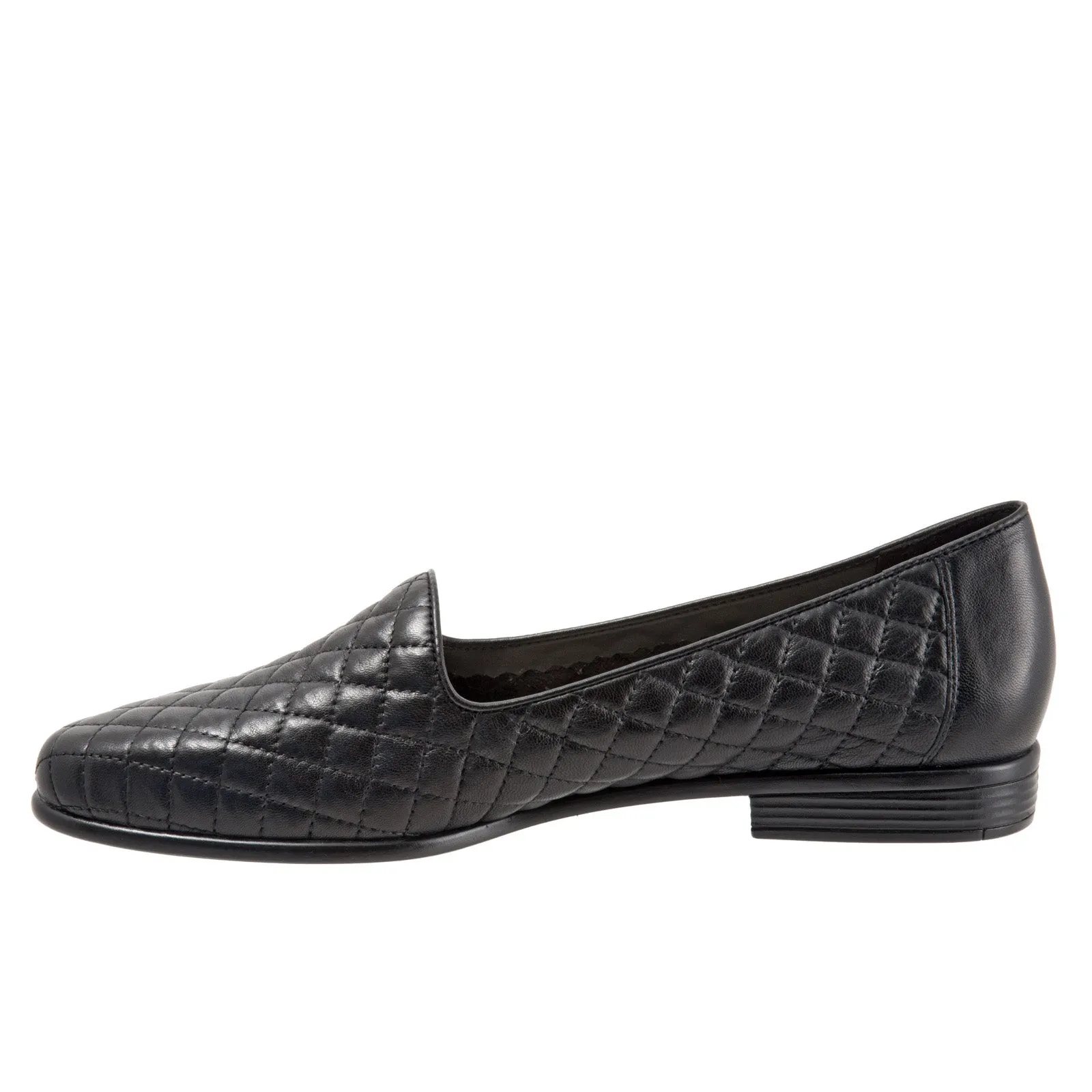 Trotters Liz T5158-015 Womens Black Extra Wide Leather Loafer Flats Shoes