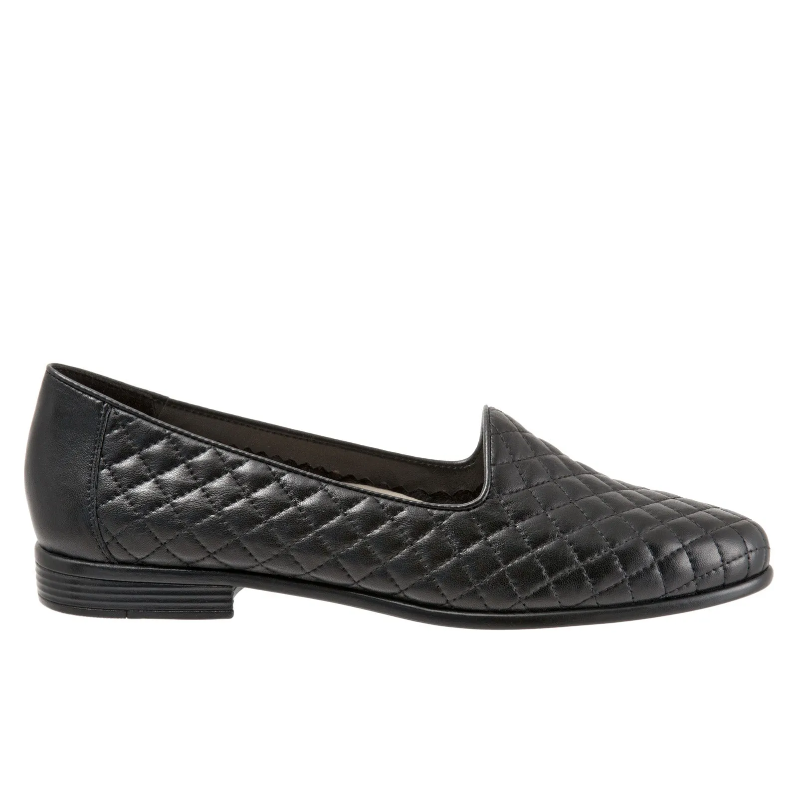 Trotters Liz T5158-015 Womens Black Extra Wide Leather Loafer Flats Shoes