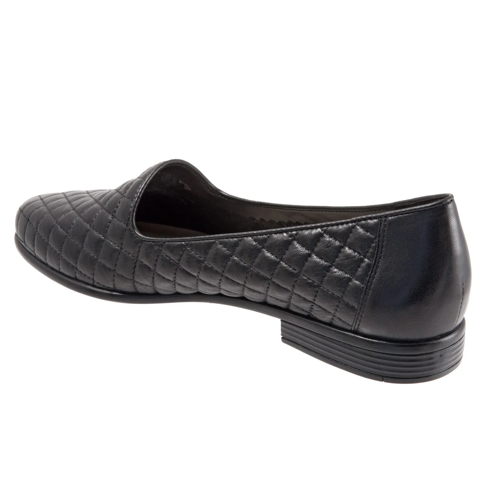 Trotters Liz T5158-015 Womens Black Extra Wide Leather Loafer Flats Shoes