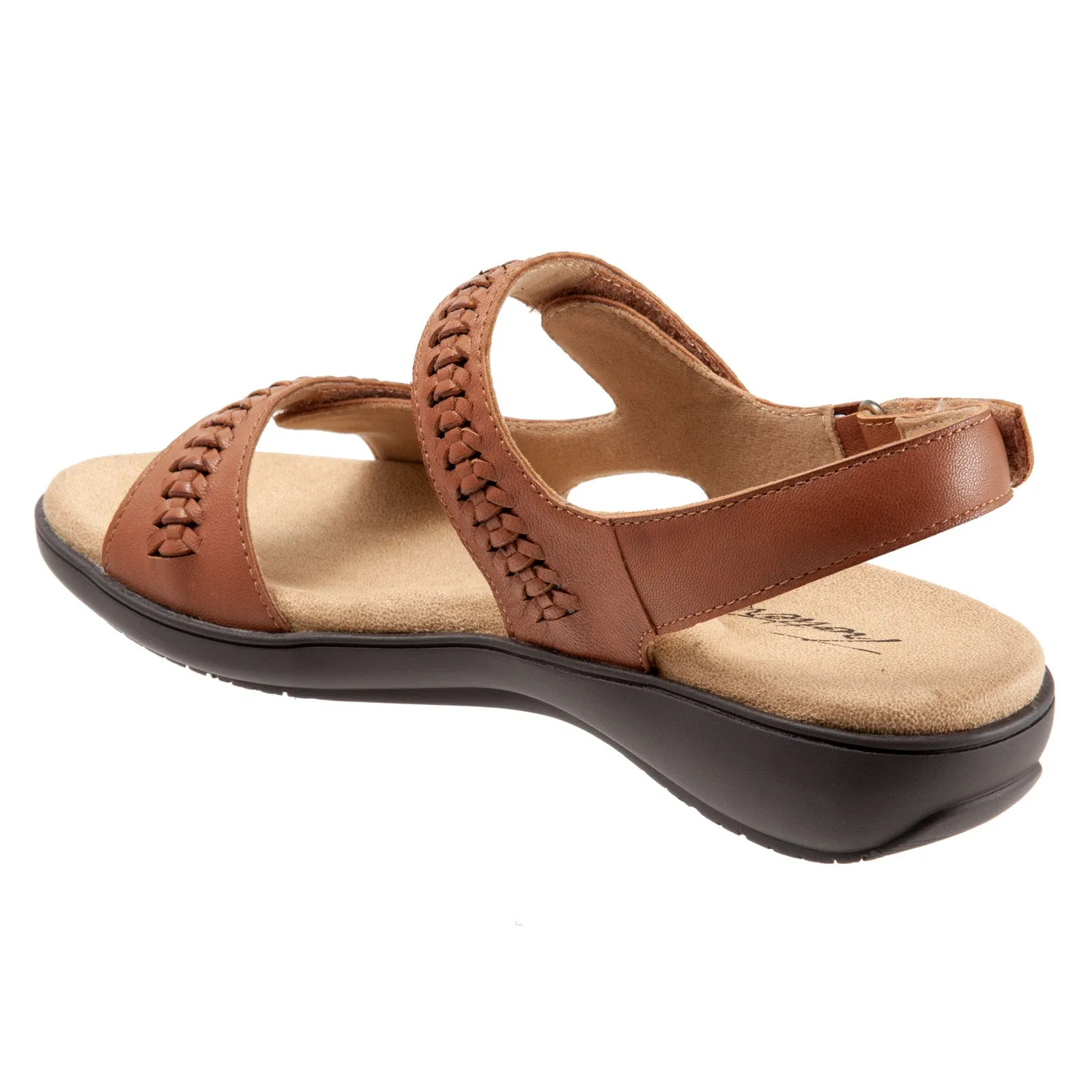 Trotters Romi Woven T2232-215 Womens Brown Wide Leather Strap Sandals Shoes