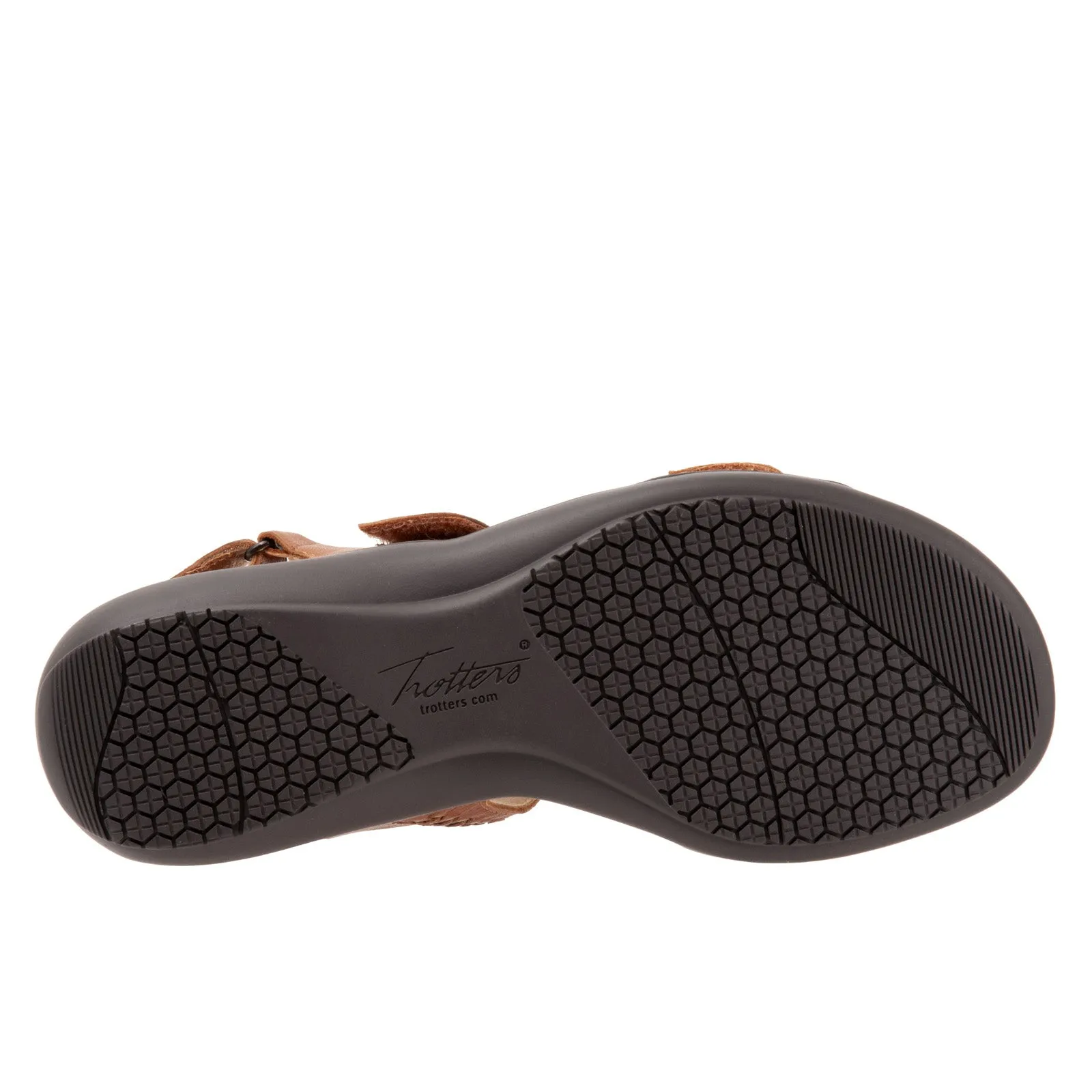 Trotters Romi Woven T2232-215 Womens Brown Wide Leather Strap Sandals Shoes