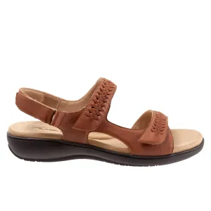 Trotters Romi Woven T2232-215 Womens Brown Wide Leather Strap Sandals Shoes