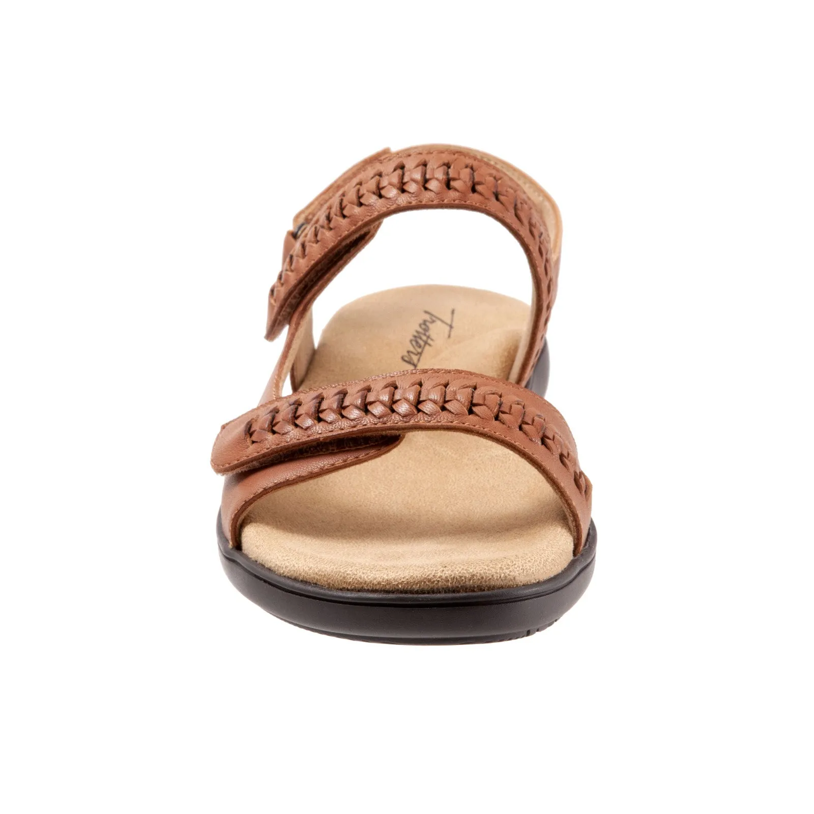 Trotters Romi Woven T2232-215 Womens Brown Wide Leather Strap Sandals Shoes