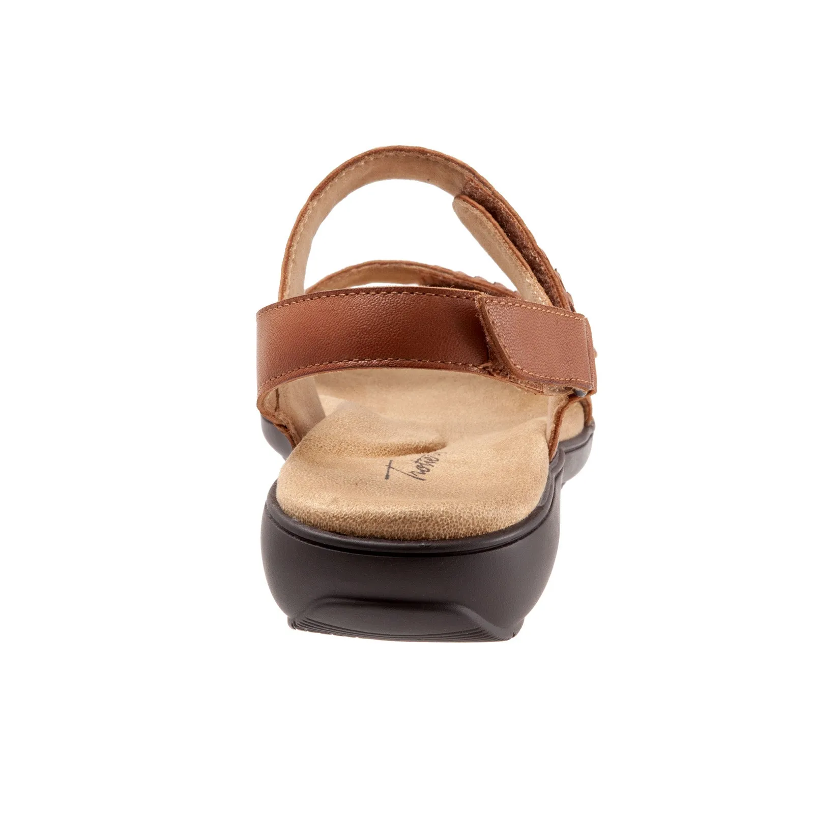 Trotters Romi Woven T2232-215 Womens Brown Wide Leather Strap Sandals Shoes