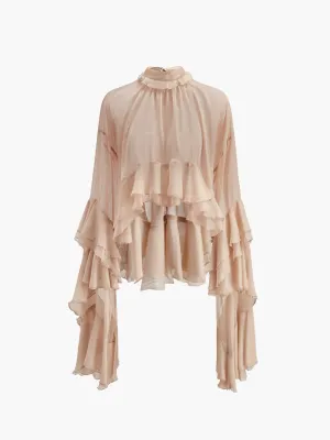 Turtleneck Ruffle Chiffon Blouse