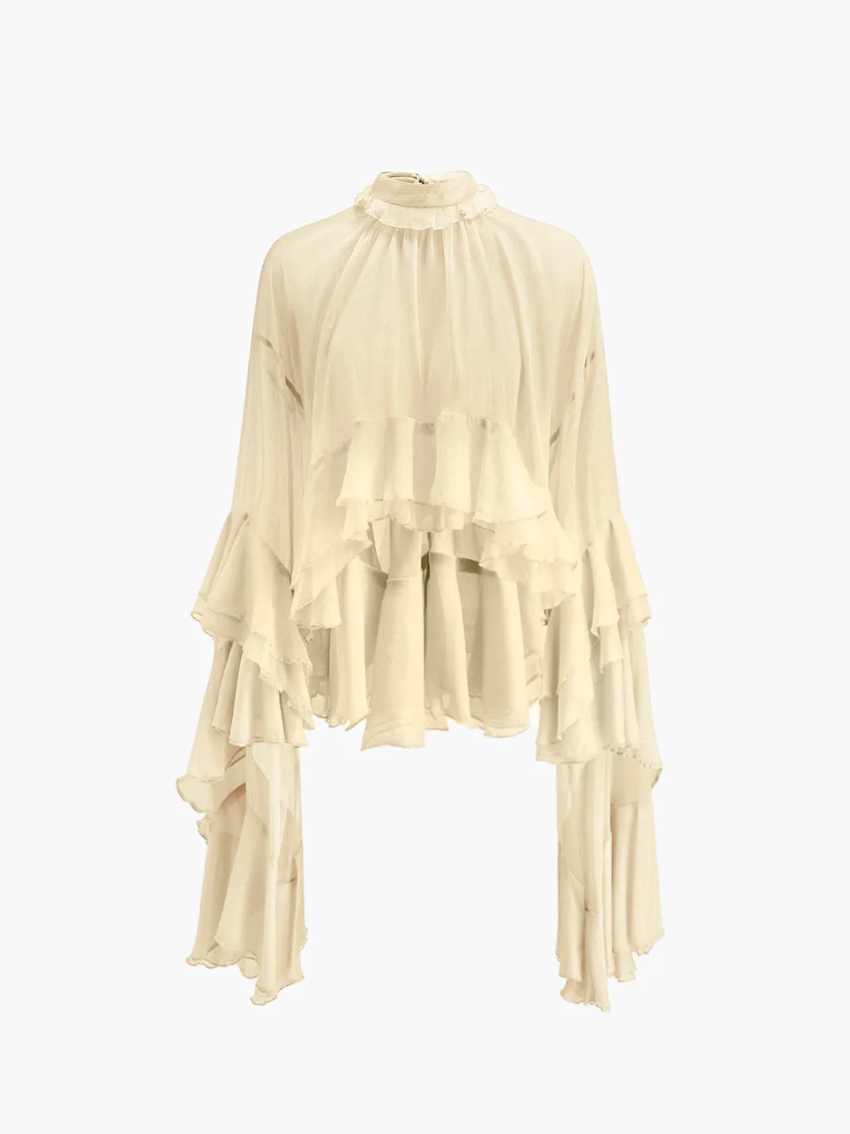 Turtleneck Ruffle Chiffon Blouse