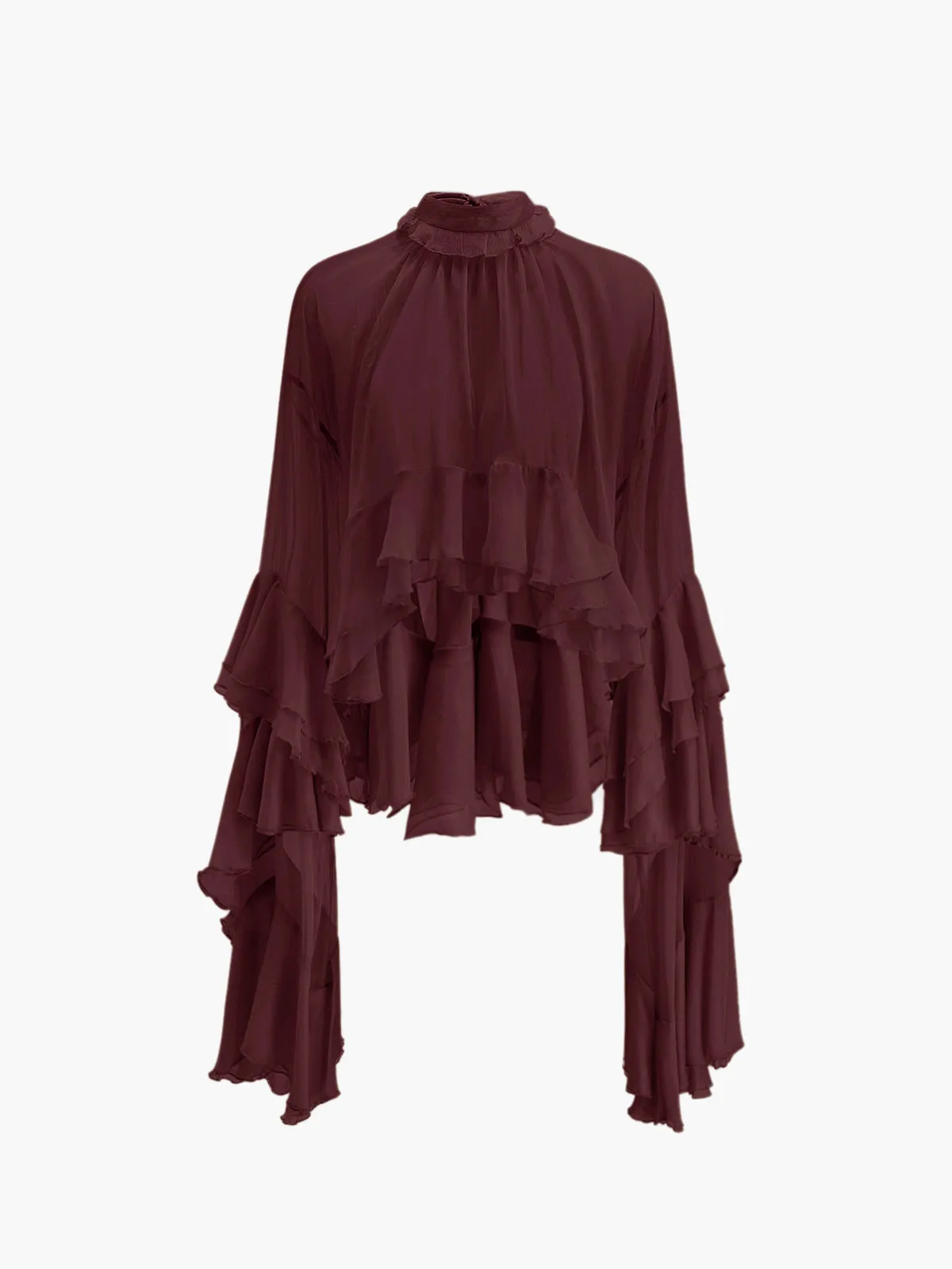 Turtleneck Ruffle Chiffon Blouse