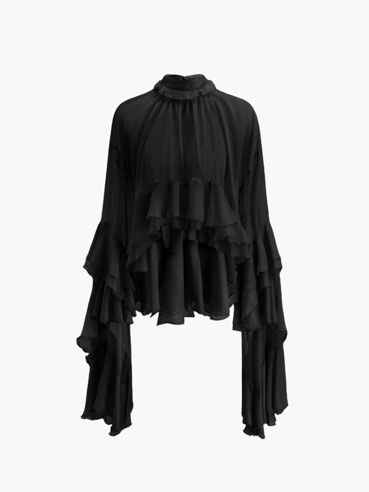 Turtleneck Ruffle Chiffon Blouse