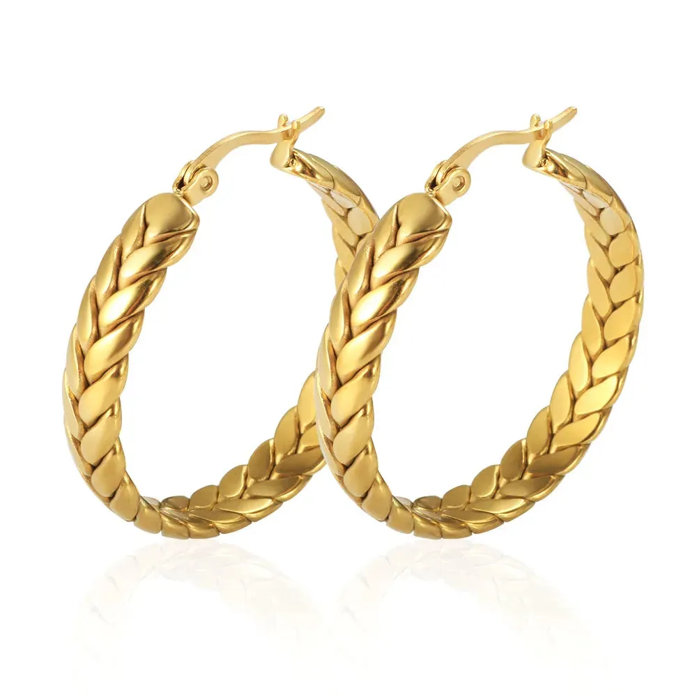 Twisted Leaves Hoop Earrings