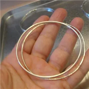 two Bangle Bracelets 925 Sterling Silver Handmade Hadar Designers (V 82)Y