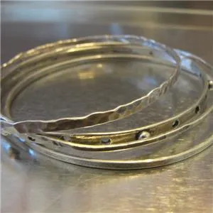 two Bangle Bracelets 925 Sterling Silver Handmade Hadar Designers (V 82)Y