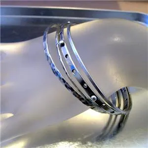 two Bangle Bracelets 925 Sterling Silver Handmade Hadar Designers (V 82)Y