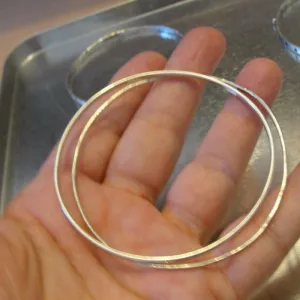 two Bangle Bracelets 925 Sterling Silver Handmade Hadar Designers (V 82)Y