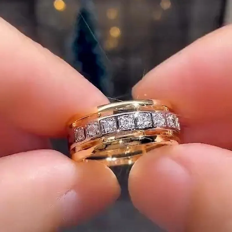 Two Tone Engagement Ring Wedding Band Women Jewelry