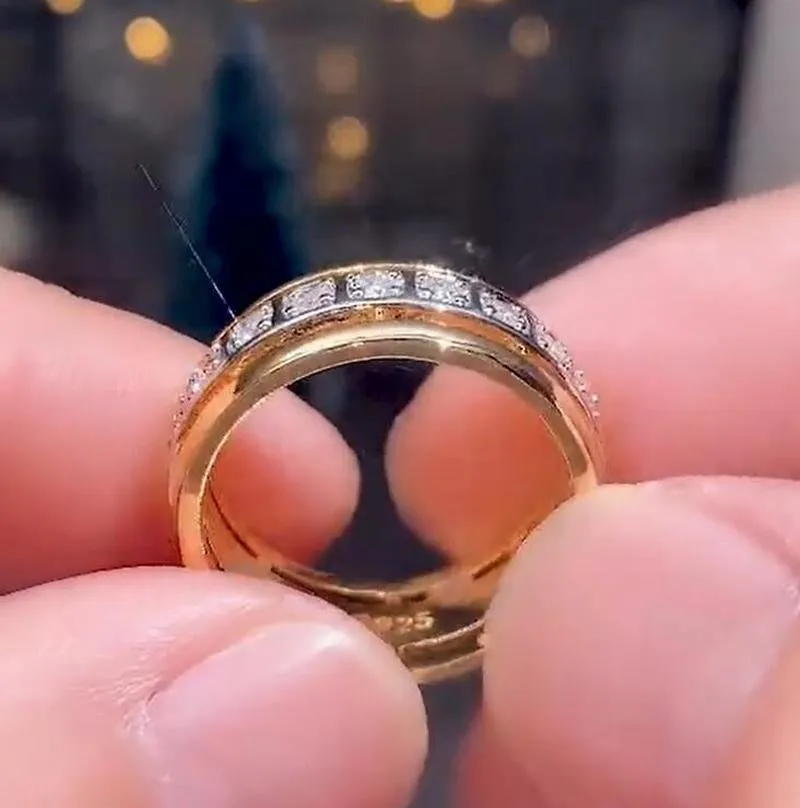 Two Tone Engagement Ring Wedding Band Women Jewelry