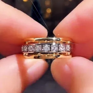 Two Tone Engagement Ring Wedding Band Women Jewelry