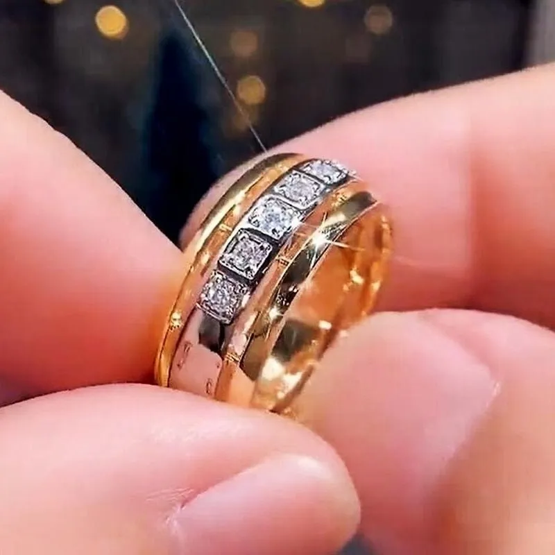 Two Tone Engagement Ring Wedding Band Women Jewelry