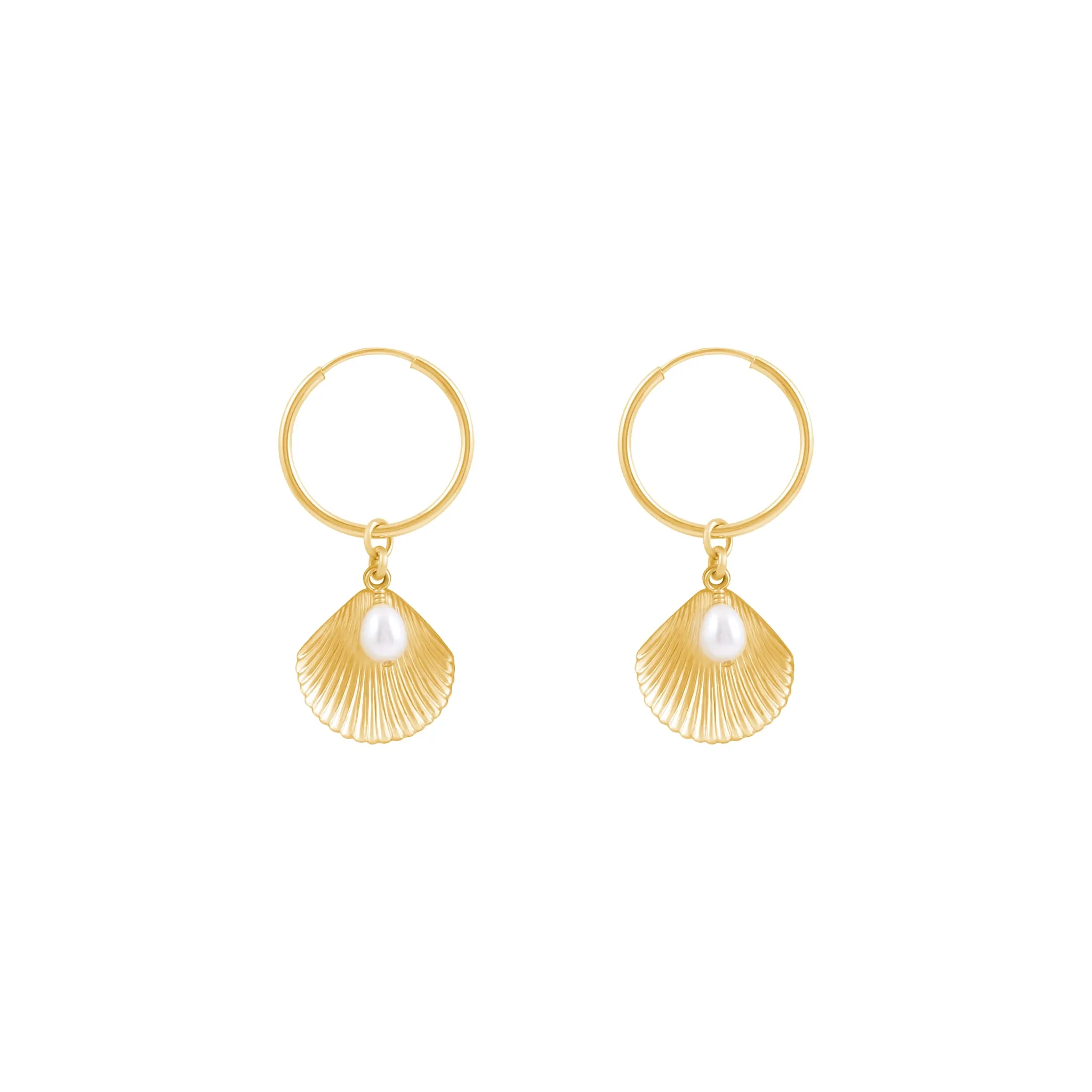 Ula Shell Hoop Earrings - Gold