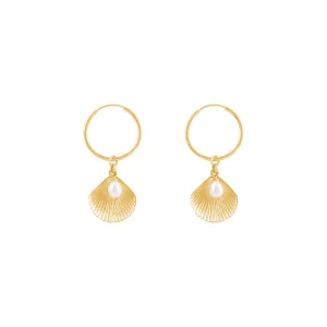 Ula Shell Hoop Earrings - Gold