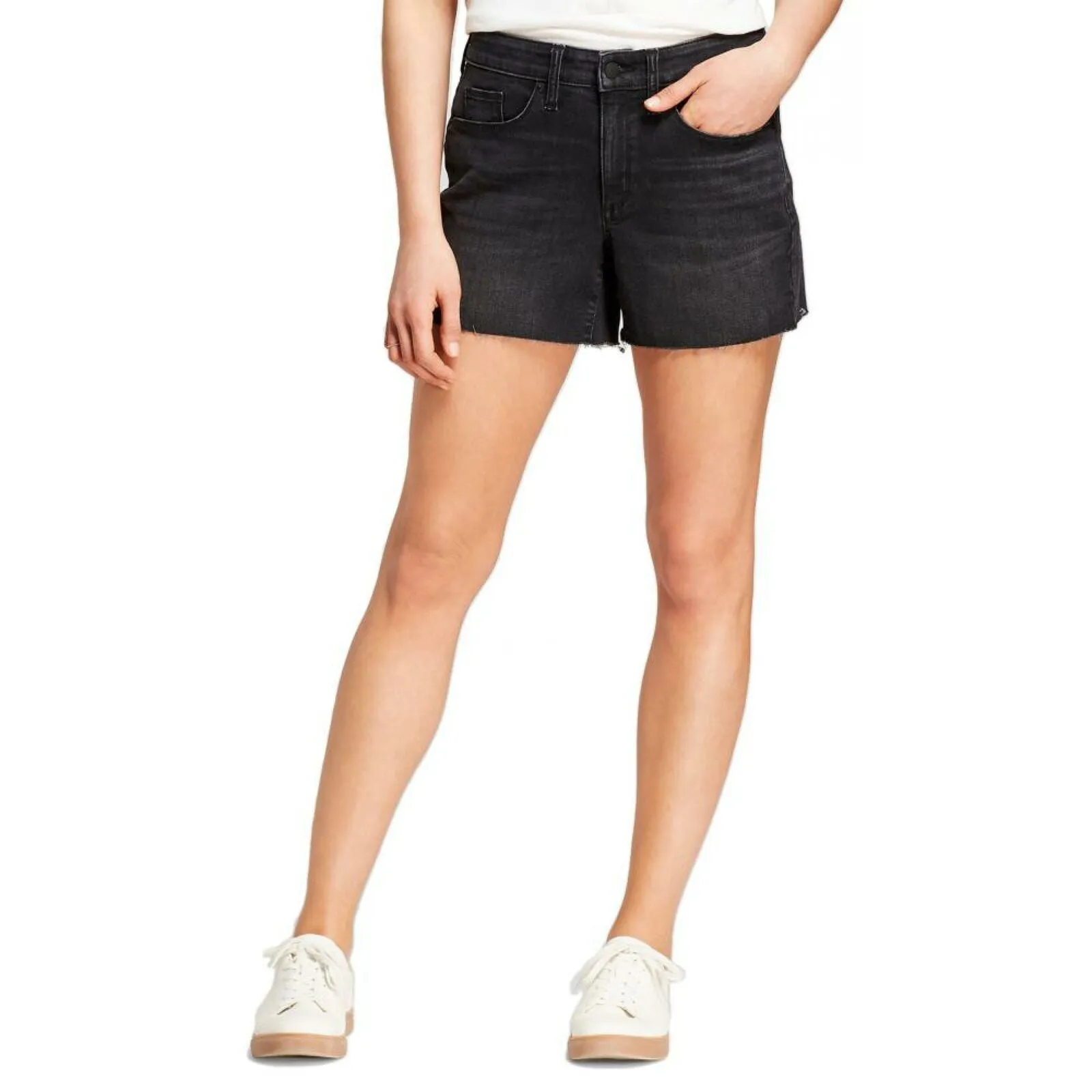 Universal Thread Women's High-Rise Midi Jean Shorts Black Denim