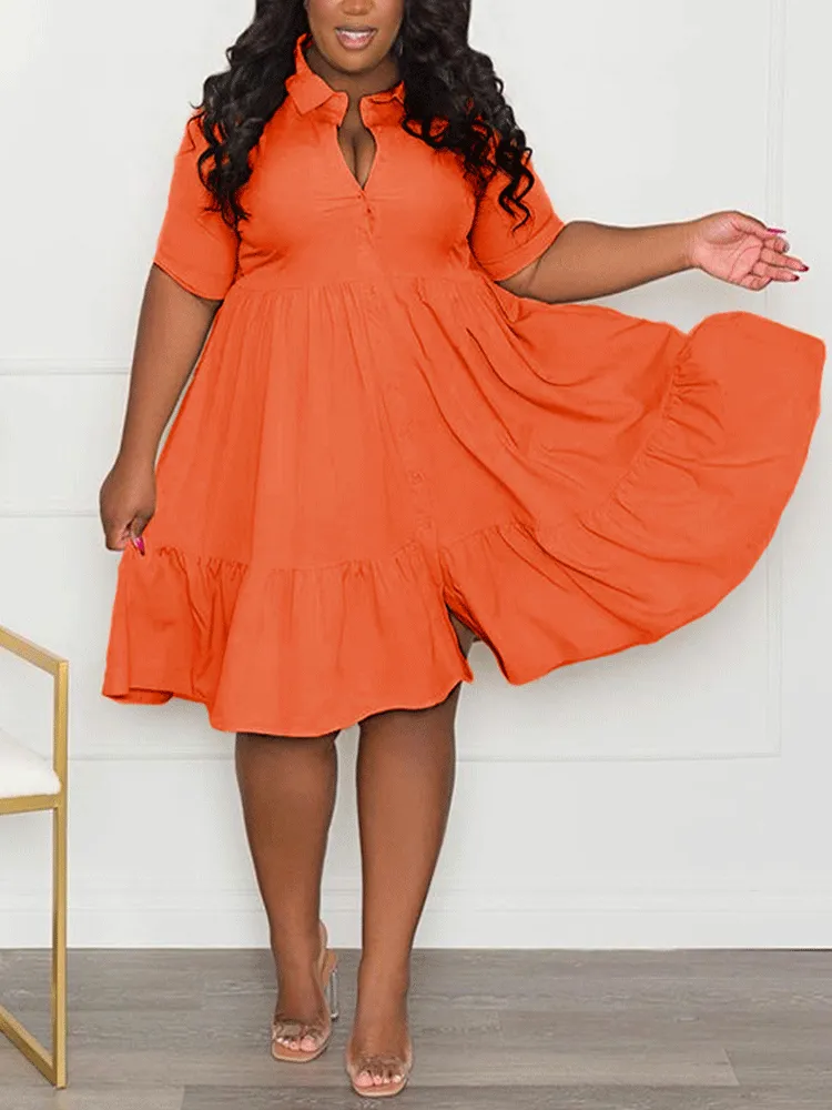 V-neck Lapels A-line Mini Dress