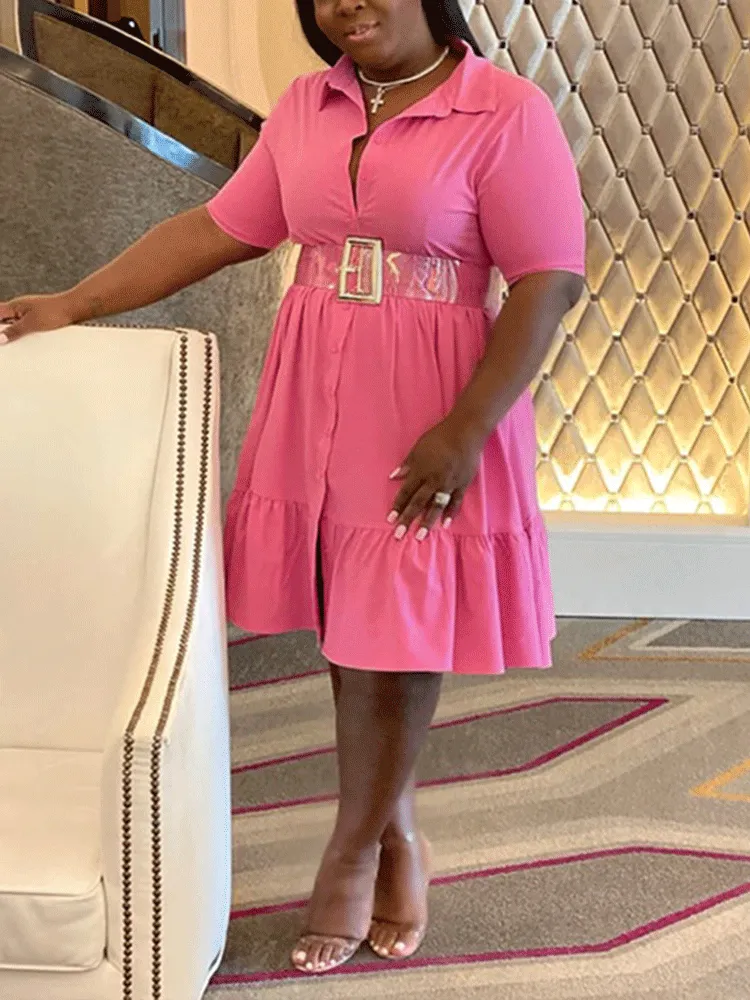 V-neck Lapels A-line Mini Dress