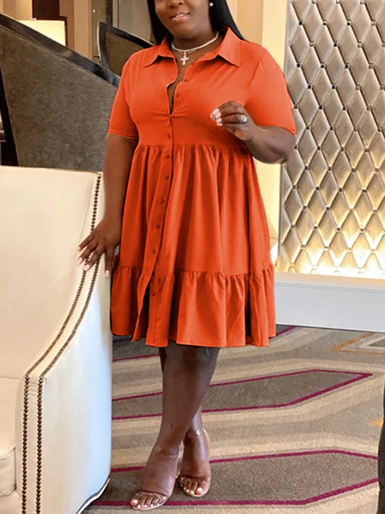 V-neck Lapels A-line Mini Dress