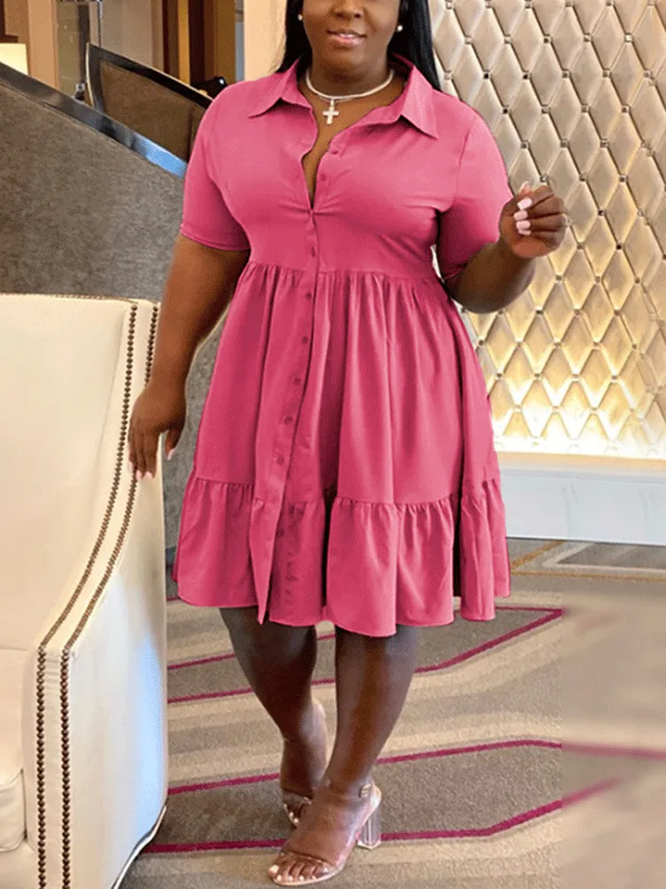 V-neck Lapels A-line Mini Dress