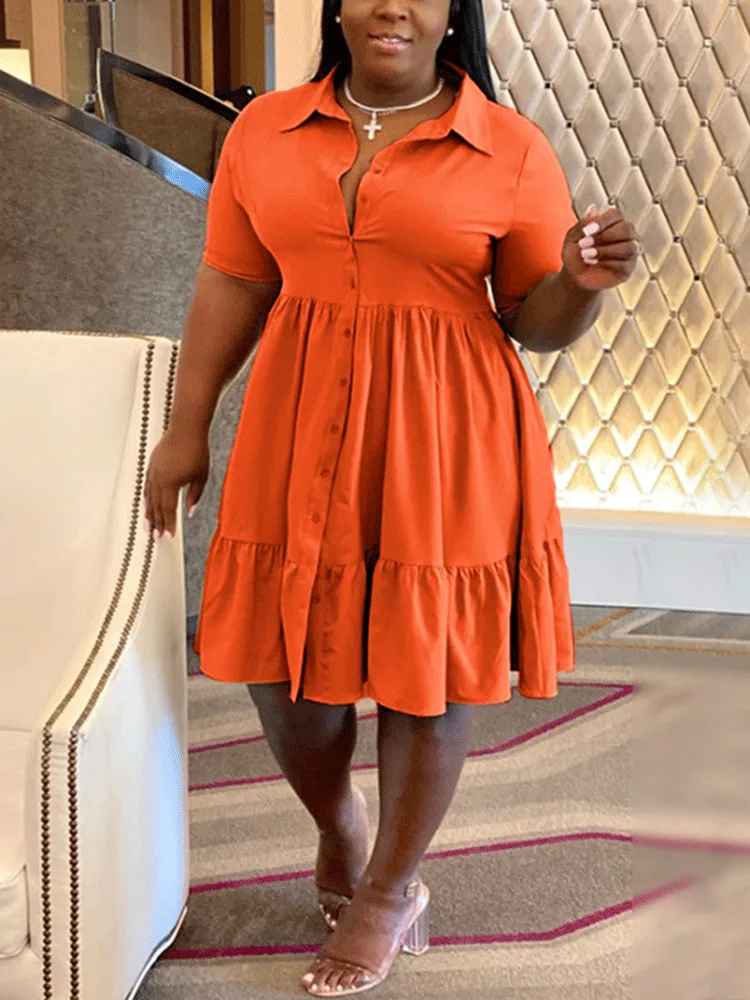 V-neck Lapels A-line Mini Dress
