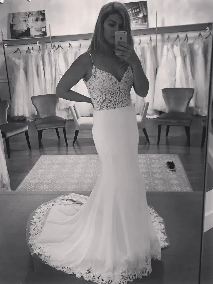 V Neck Mermaid Wedding Dresses Lace Appliques Boho Wedding Dress Backless Sexy robe de mariee
