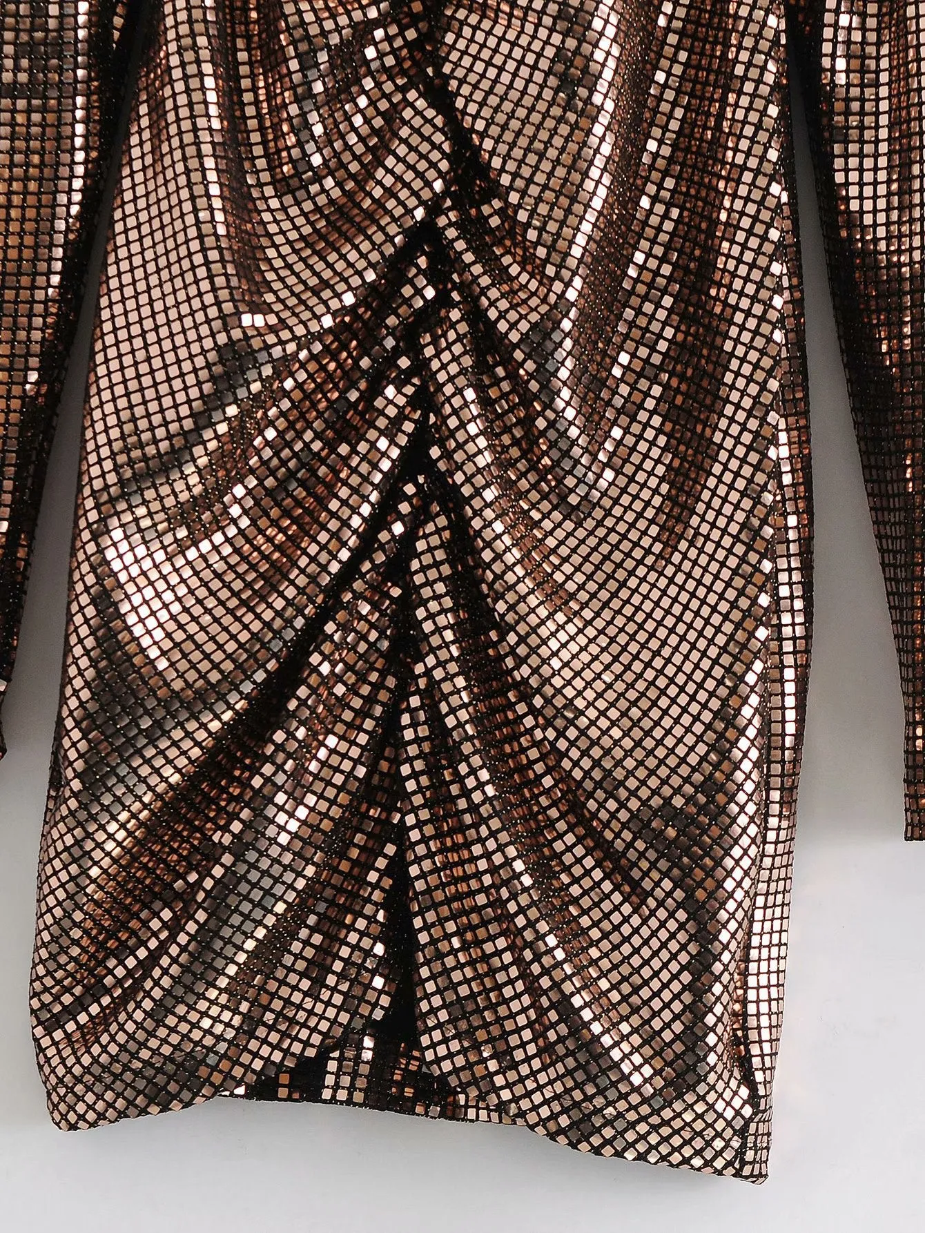 V-neck Sequins Shirred Frill Party Bodycon Mini Dresses