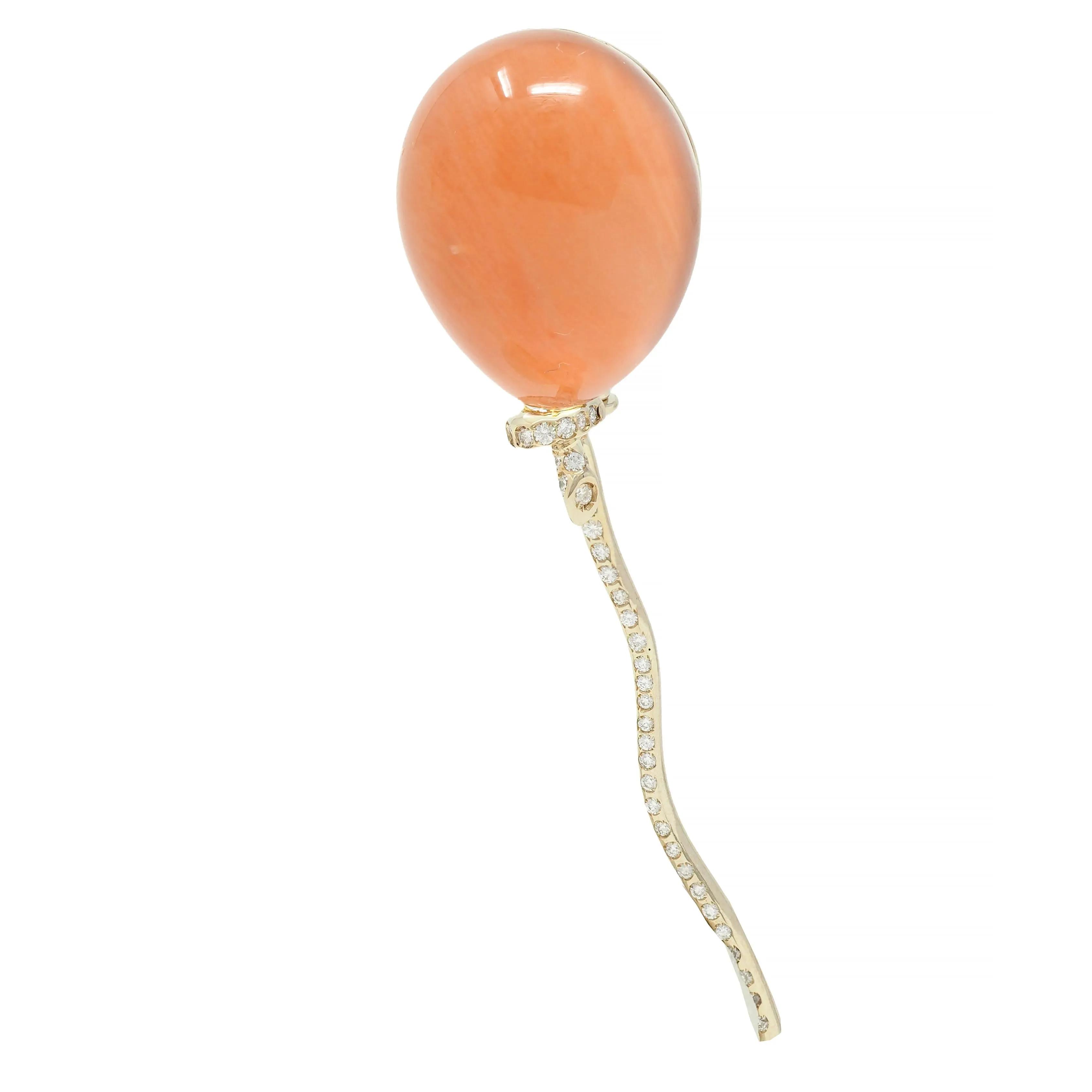 Vhernier Diamond Quartz Coral Mother-of-Pearl 18 Karat Gold Balloon Palloncino Brooch