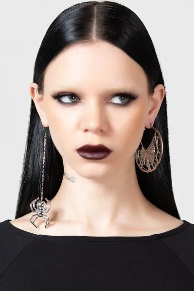 Vicious Web Hoop Earrings - Silver